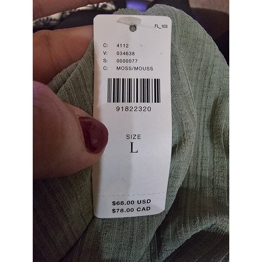 Anthropologie Sheer Ribbed Buckle Bubble Tank Green Size Medium Large NWT Crop - Picture 12 of 13